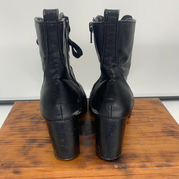 Brash Women's Black Chunky Chonk Lace Up Heel Boots Size 8 - Picture 3 of 8